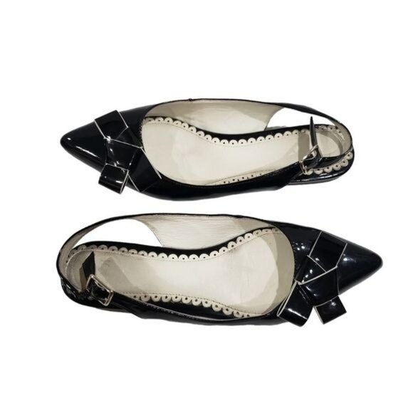 1901 Black Pointed Toe Slingback Flats Size 5.5 - Picture 2 of 9